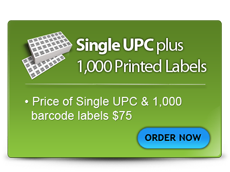 Single UPC plus 1,000 Printed Labels